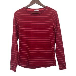 Tchibo Sports Collection Womens Long Sleeve Top S Burgundy Striped Thumbhole